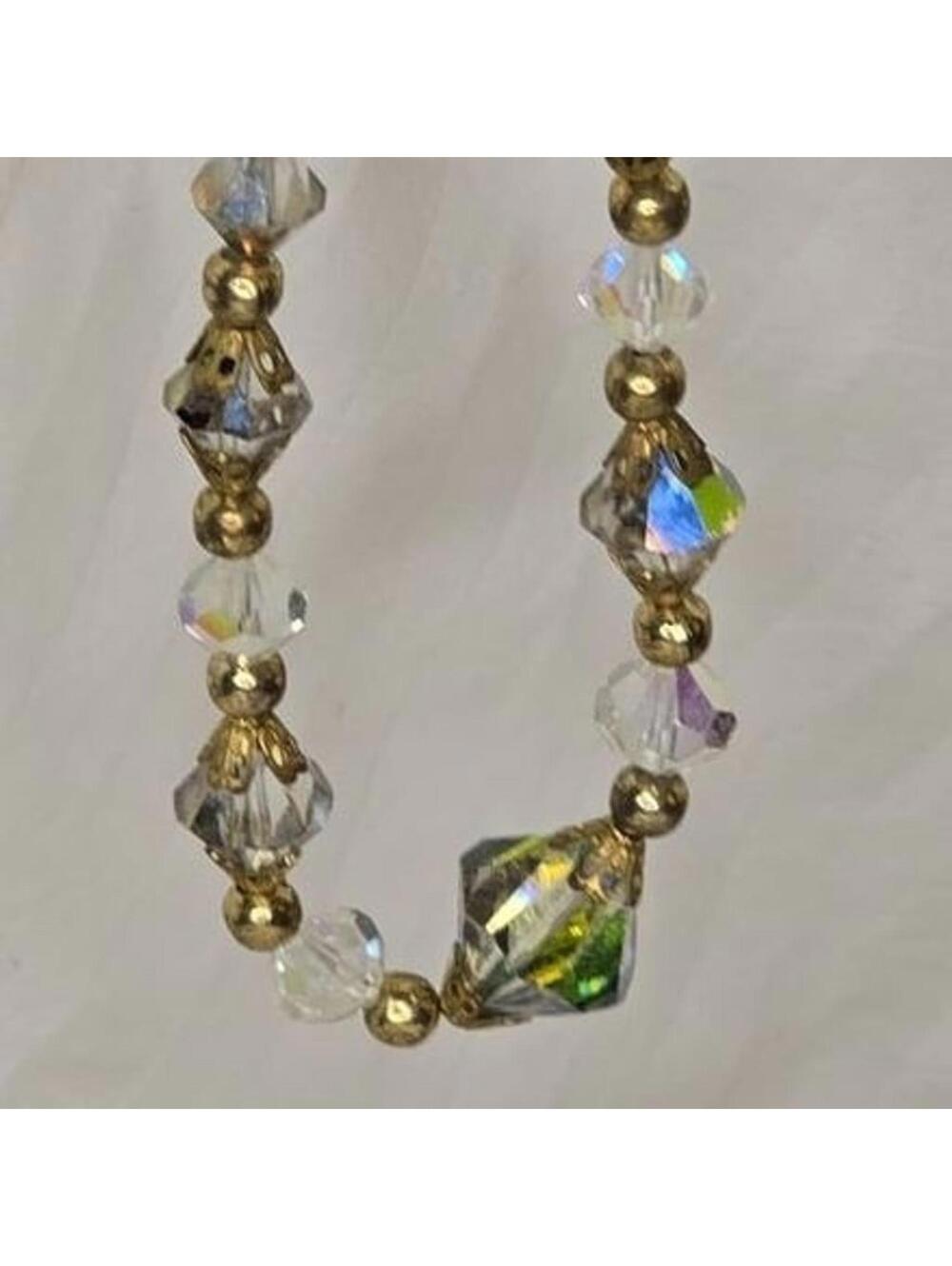 BEAUTIFUL Vintage Glittering Cut Crystal Glass Necklace, Lovely Topaz